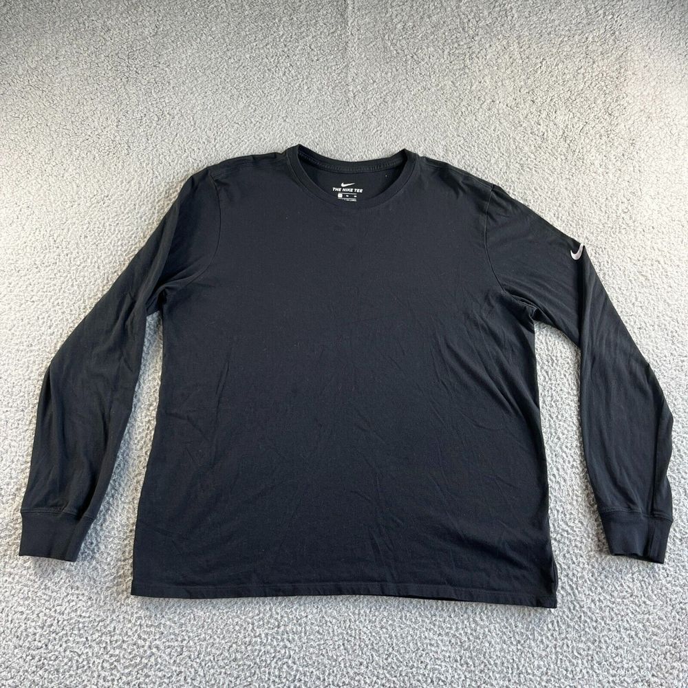 New Nike T Shirt Mens‎ Extra Large Black Swoosh Long Sleeve The Nike Tee Outdoor